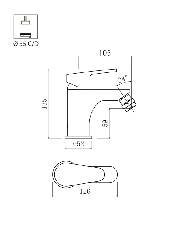 Rubinetto monocamdo per bidet serie sky
