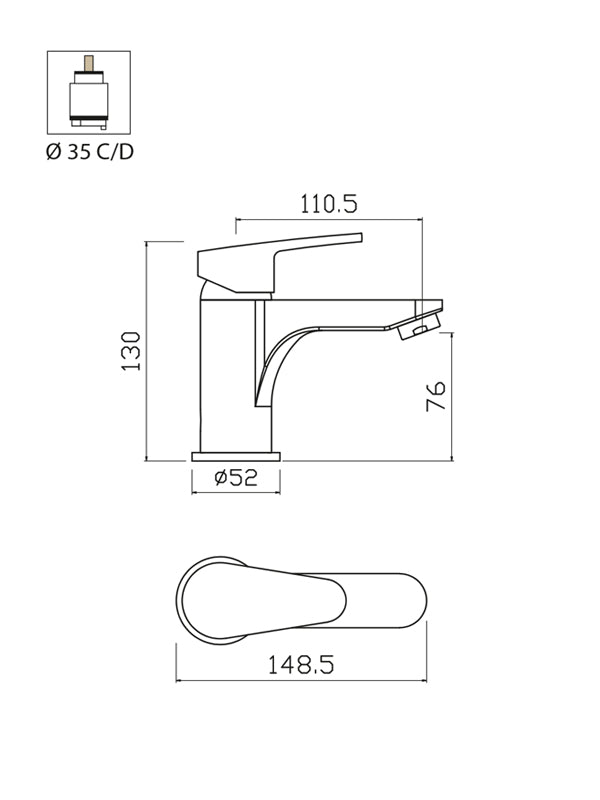 Rubinetto monocomando per lavabo serie sky