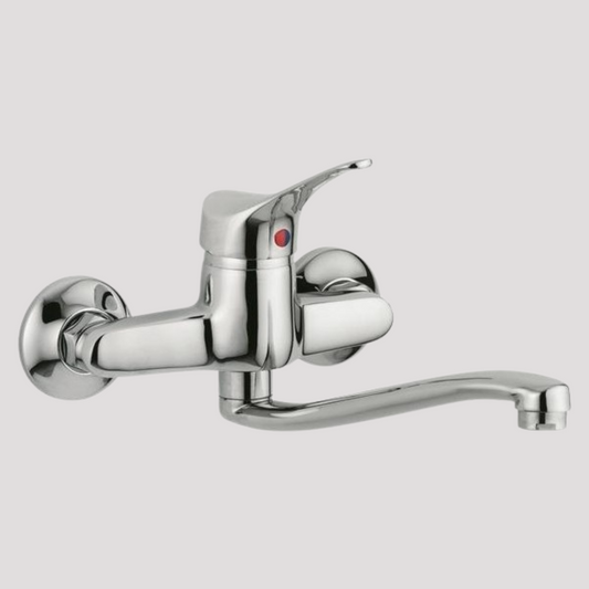 Rubinetto miscelatore monocomando a muro per lavello serie sei