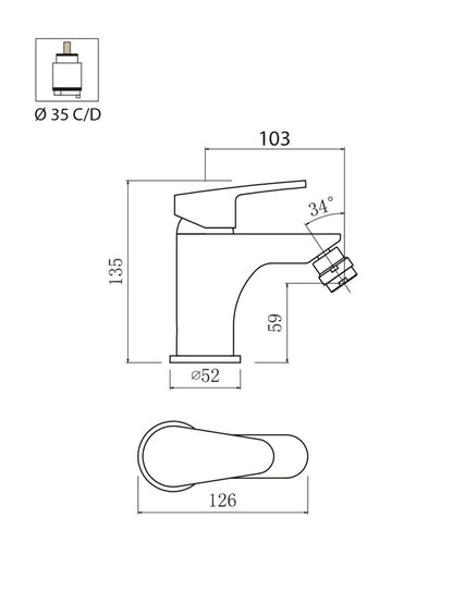 Rubinetto monocamdo per bidet serie sky