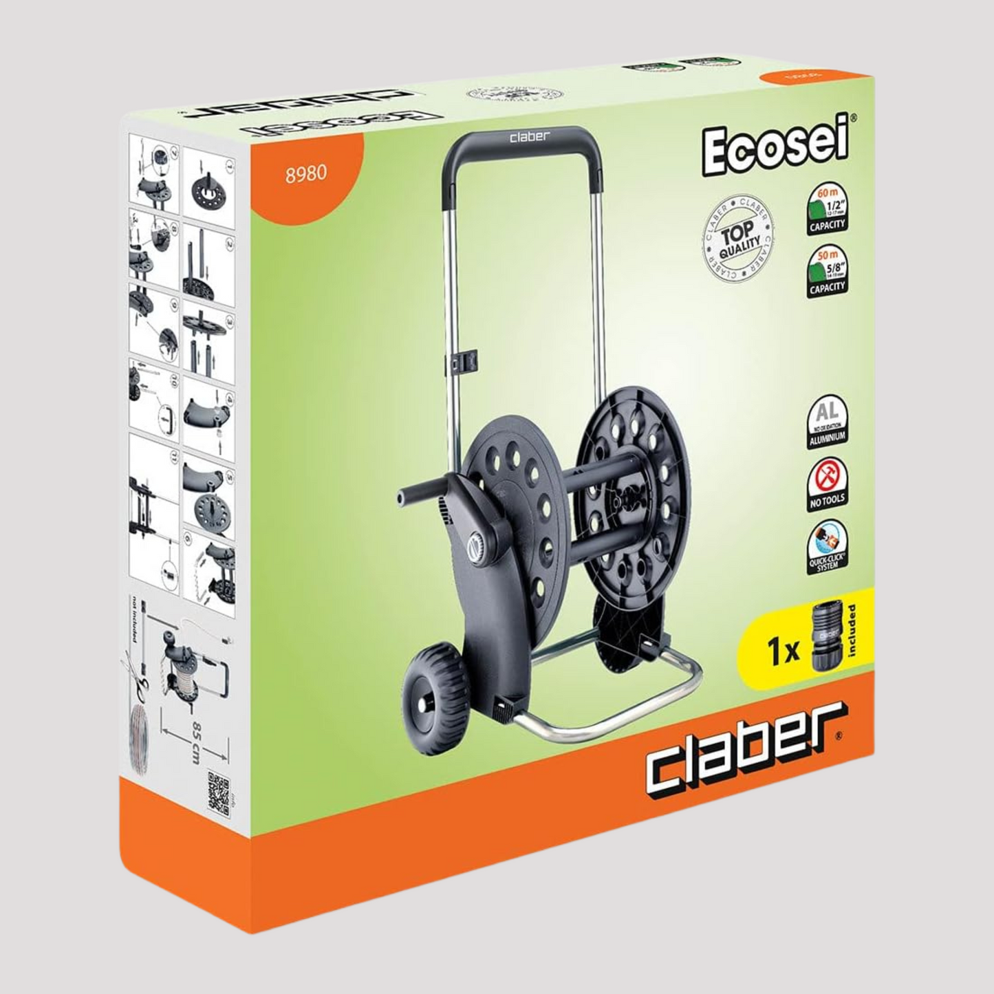 Carrello avvolgitubo ecosei claber 60 mt