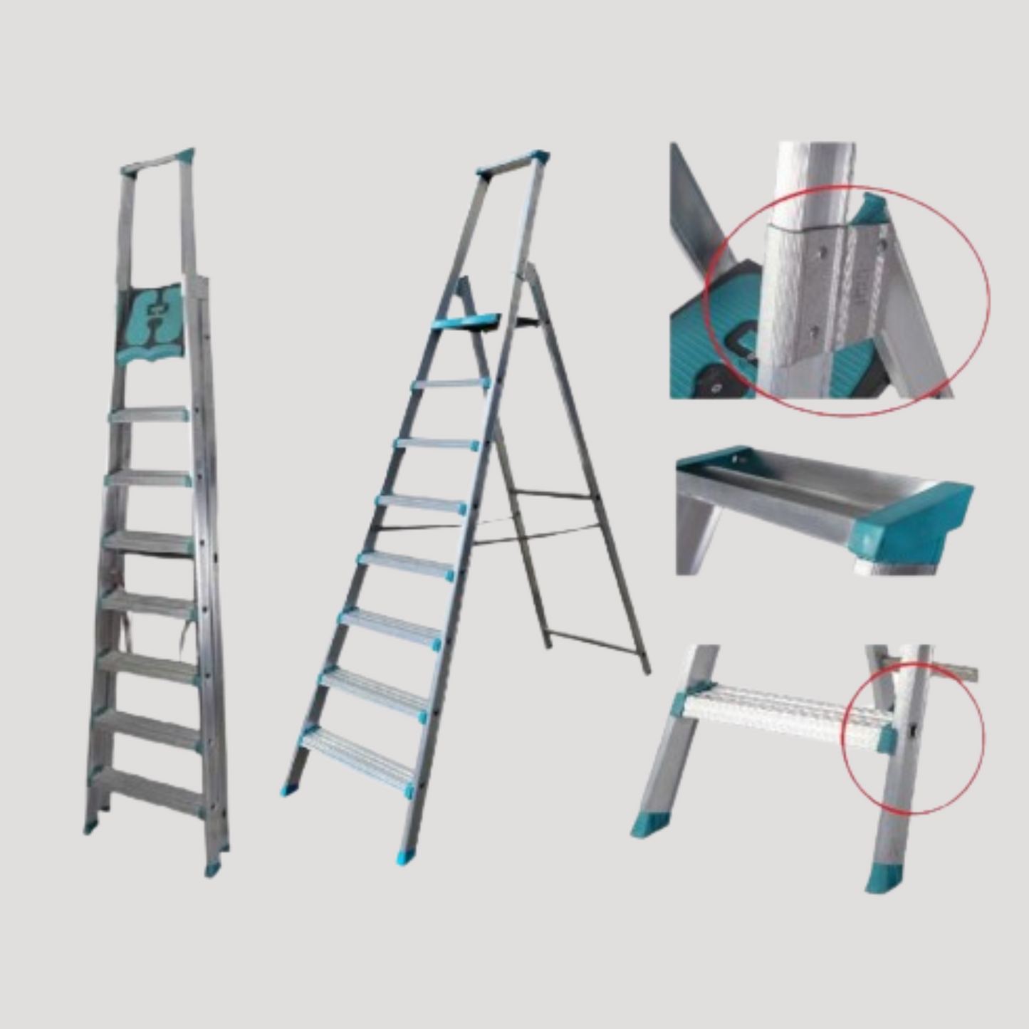Scala quadra alluminio modello maxima da 7 a 10 gradini